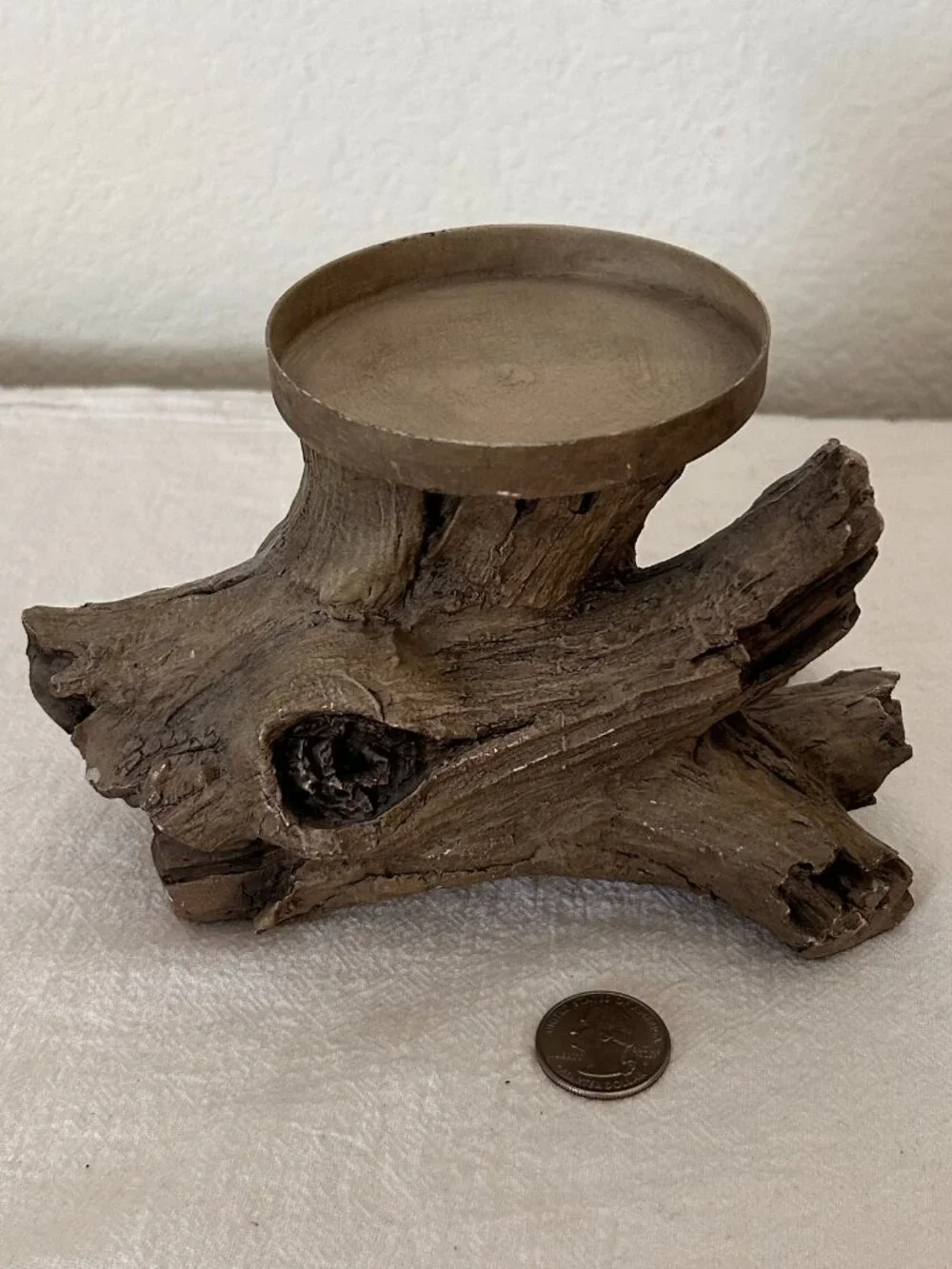 VINTAGE Faux Bois Fake Wood Candle Holder